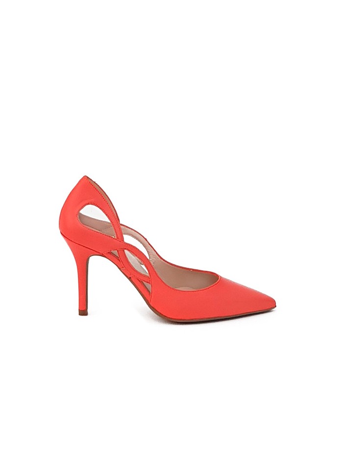 Orange pump party shoes with openings