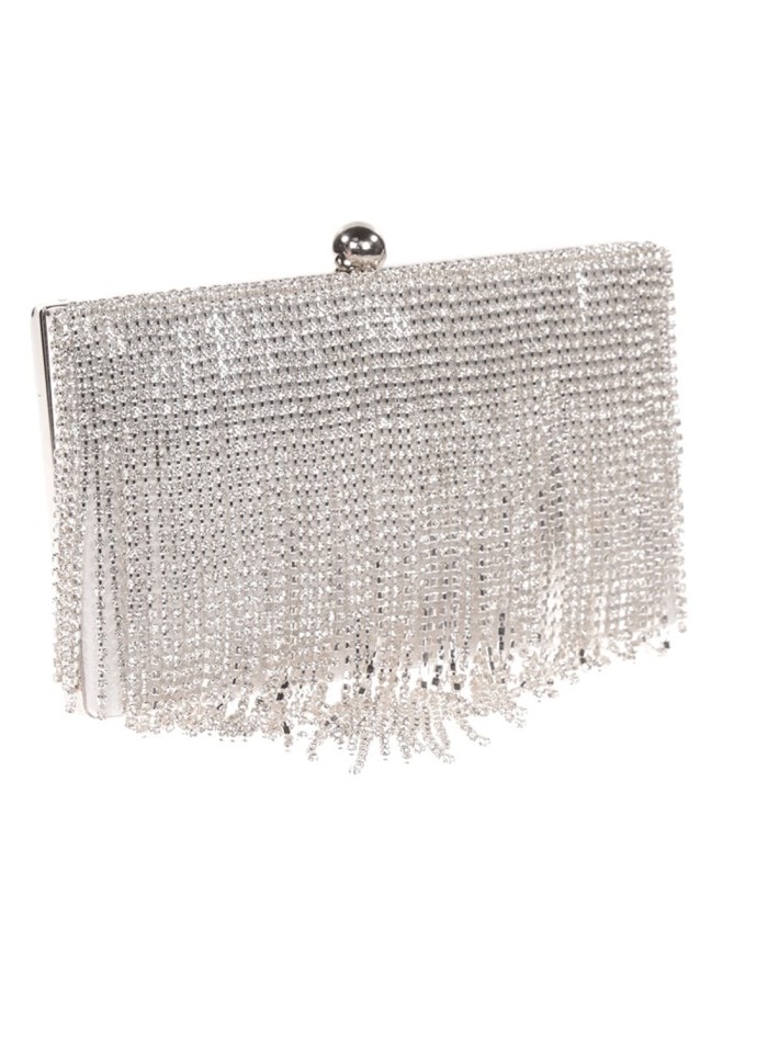 Fringed rhinestone party bag gold