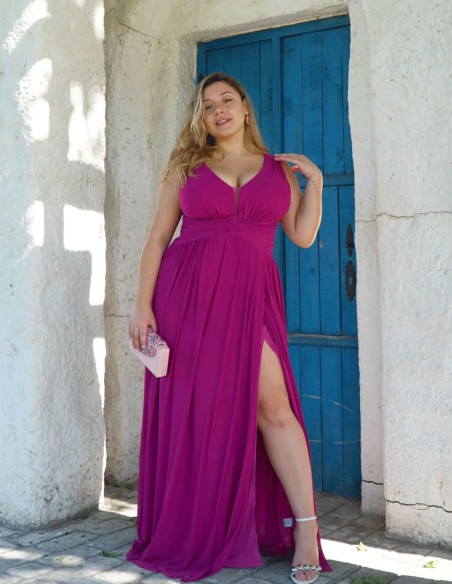 Vestido de fiesta con escote en pico para talla grande Vestido de fiesta con escote en pico para talla grande