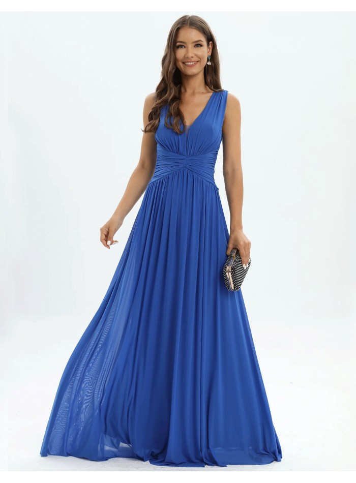 V-neck wide straps ball gown