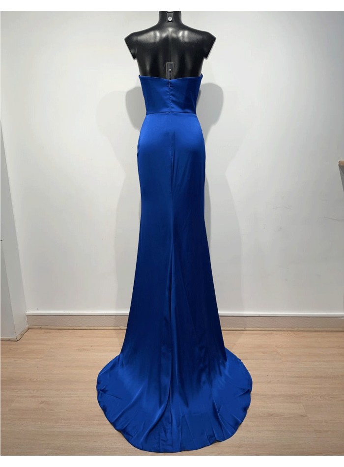 strapless satin ball gown with draped bodice...