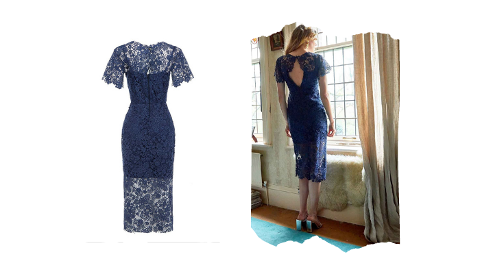 Blue lace midi party dress