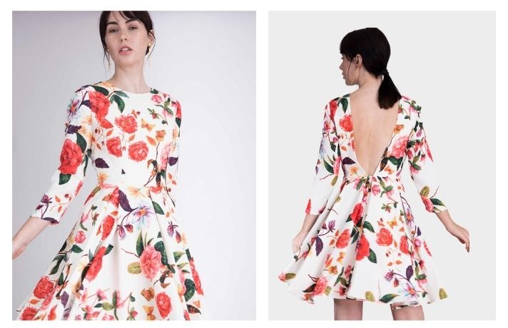 Vestido de Cóctel con estampado floral espalda abierta