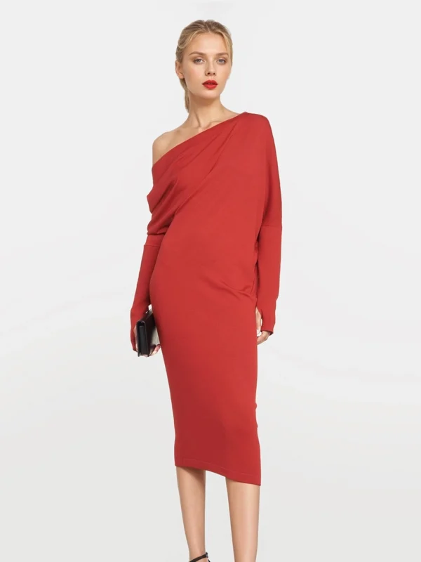 vestido-de-fiesta-midi-con-hombro-descubierto-y-fruncido